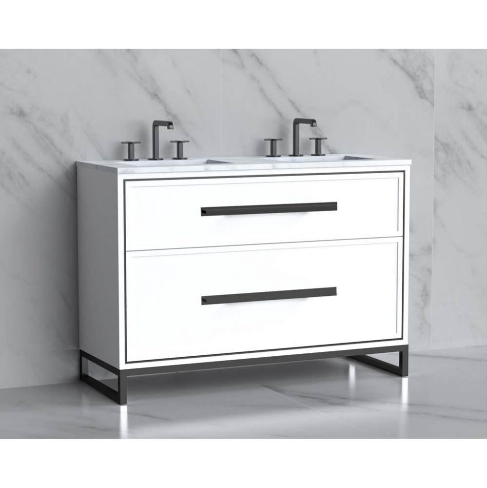 Madeli Profile 48D'' Free standing Vanity Cabinet in White/HW: Handle & Feet Brushed