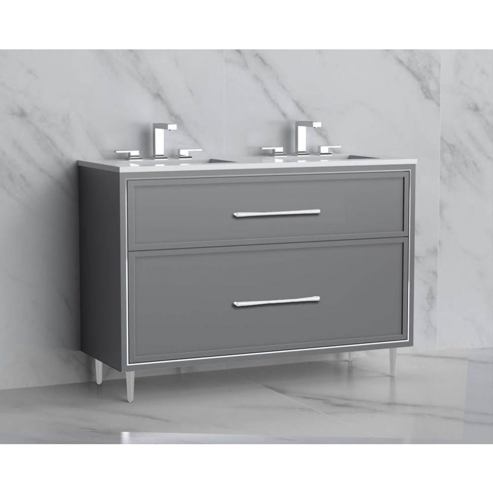 Madeli Profile 48D'' Free standing Vanity Cabinet in Studio Grey/HW: Handles/Feet in Bru