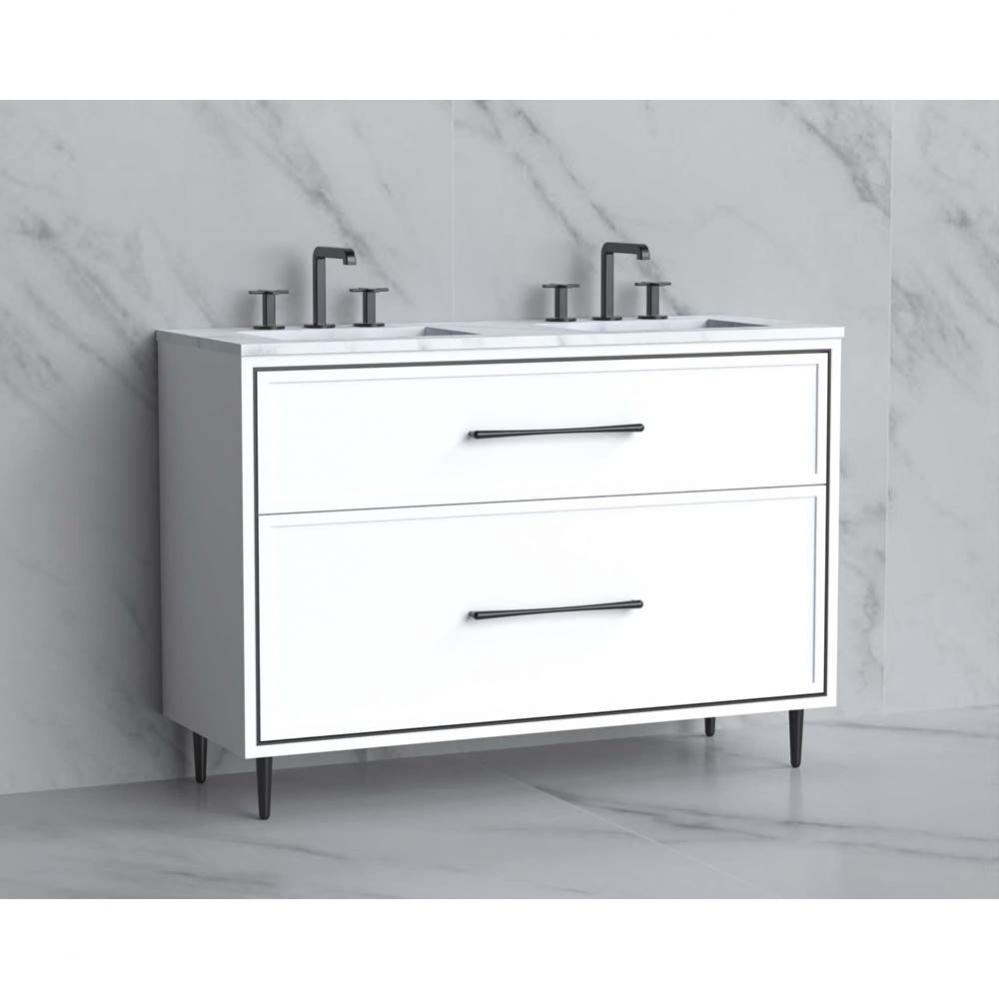 Madeli Profile 48D'' Free standing Vanity Cabinet in White/HW: Handle & Feet Matte B