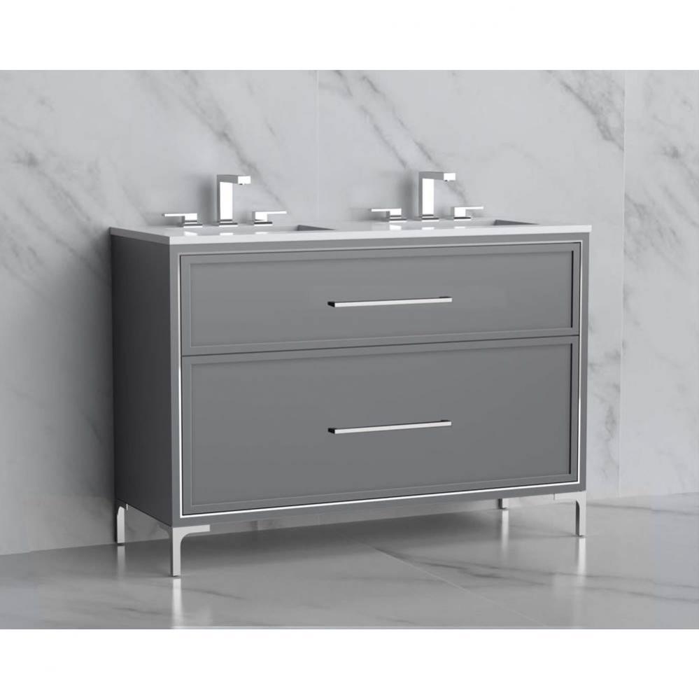 Madeli Profile 48D'' Free standing Vanity Cabinet in Studio Grey/HW: Handles/Feet in Bru