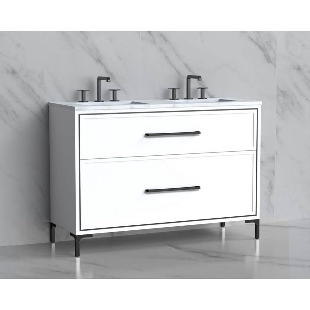 Madeli Profile 48D'' Free standing Vanity Cabinet in White/HW: Handle & Feet Matte B