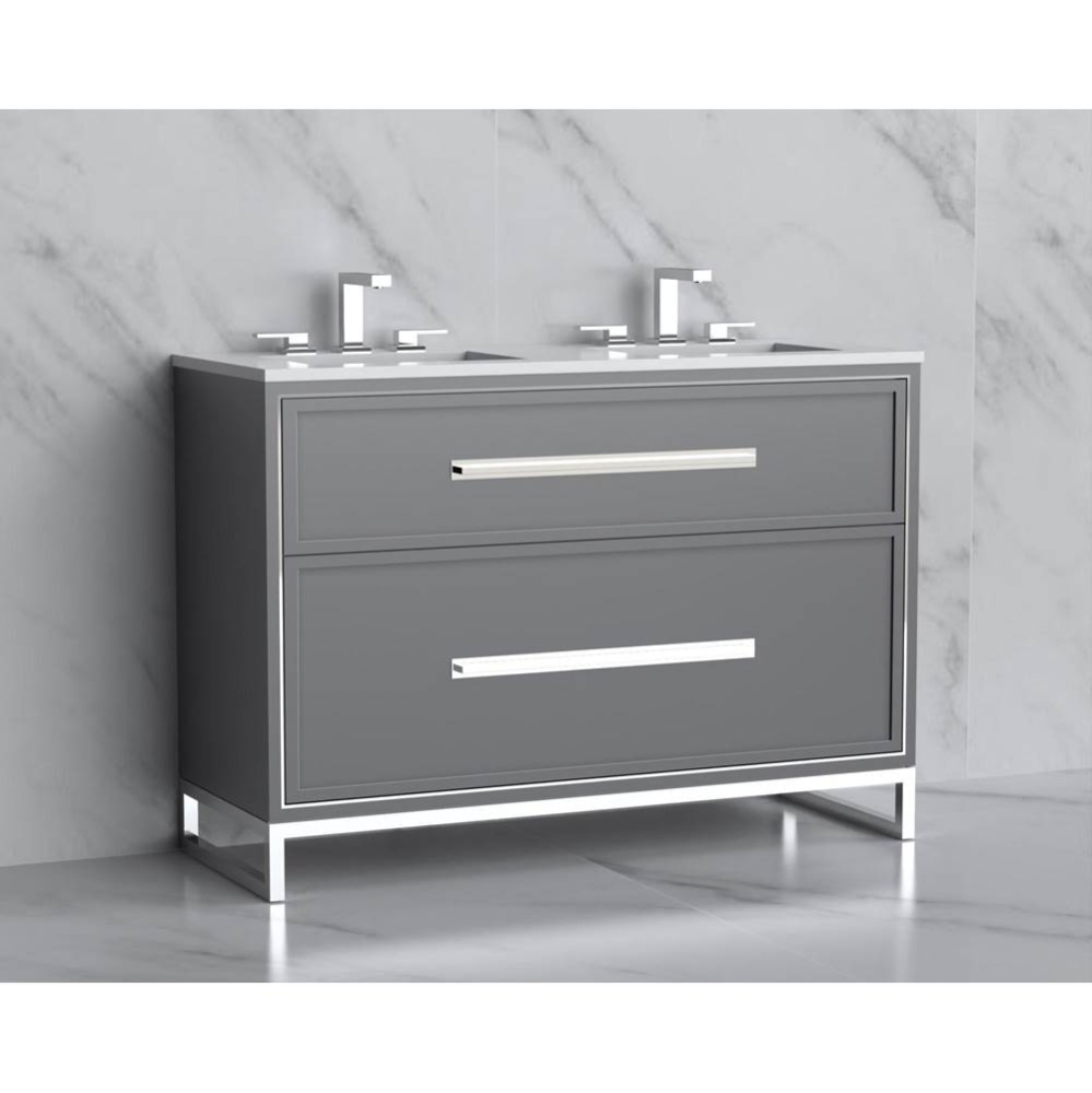 Profile 48D'' Free standing Vanity Cabinet in Studio Grey/HW: Polished Chrome(PC)