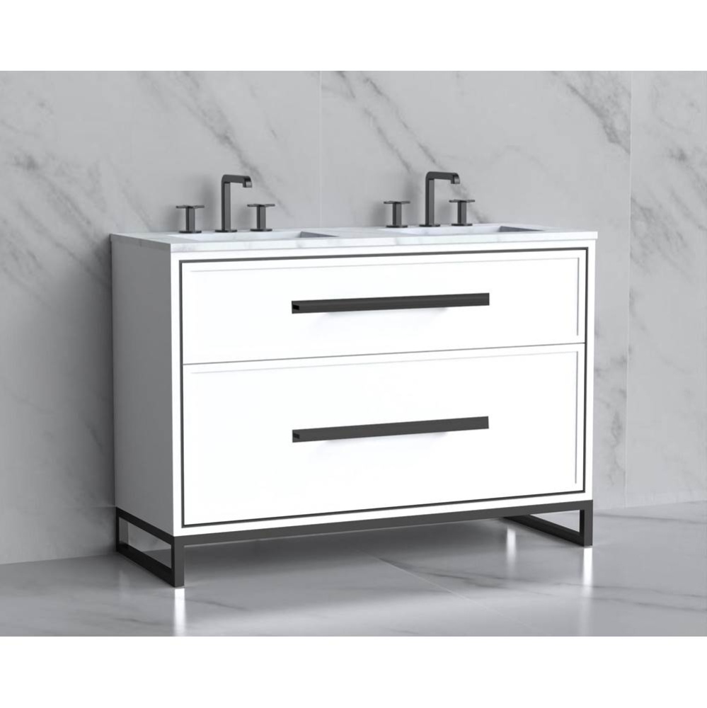Profile 48D'' Free standing Vanity Cabinet in White/HW: Brushed Nickel(BN)