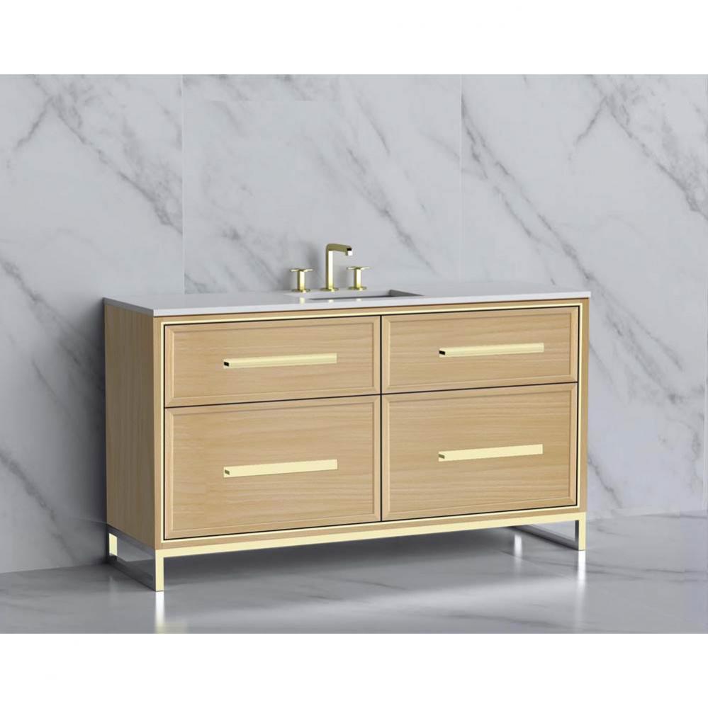 Madeli Profile 60C'' Free standing Vanity Cabinet in Natural Oak/HW: Handle & Feet P