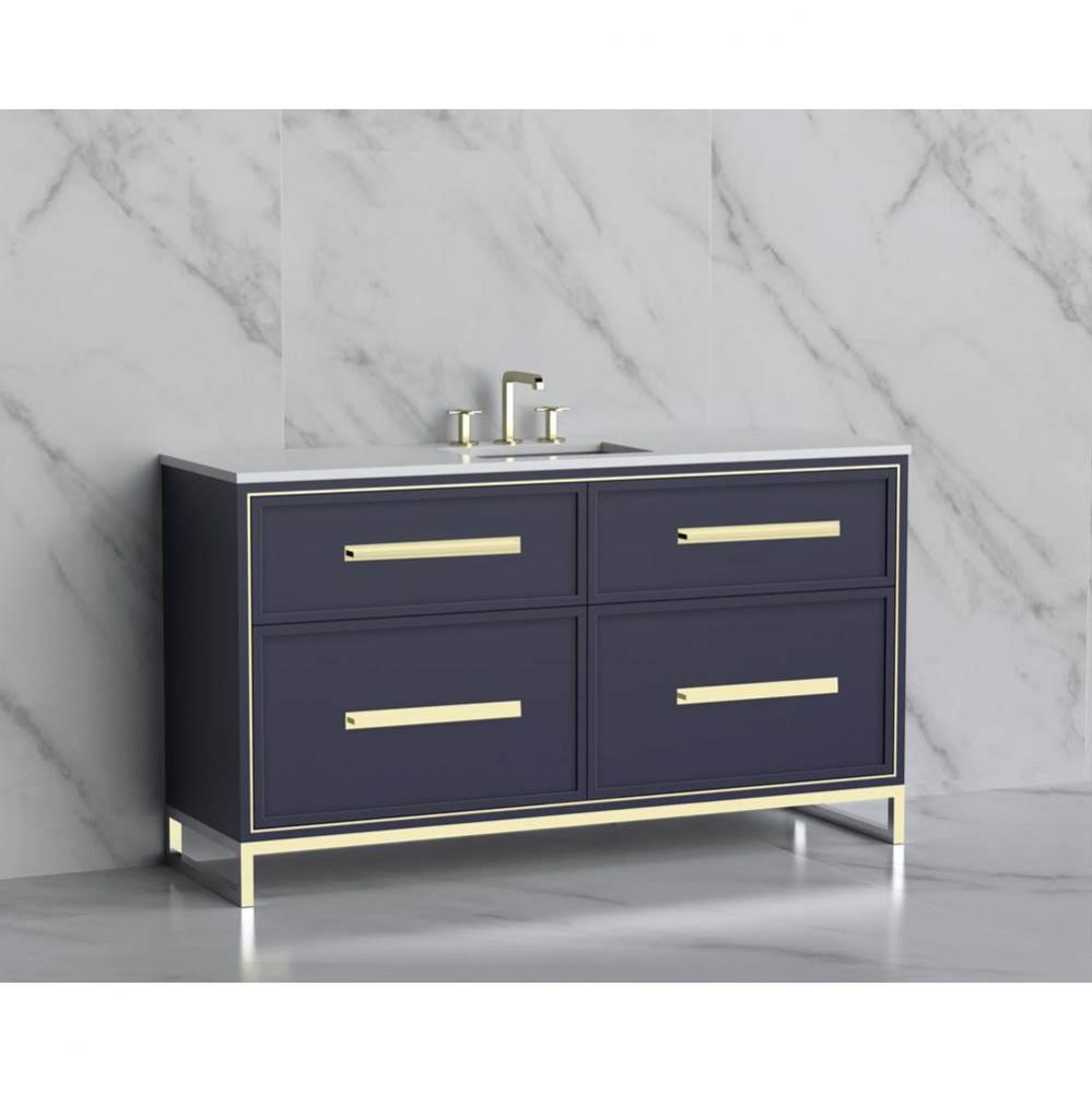 Madeli Profile 60C'' Free standing Vanity Cabinet in Sapphire/HW: Handle & Feet Brus