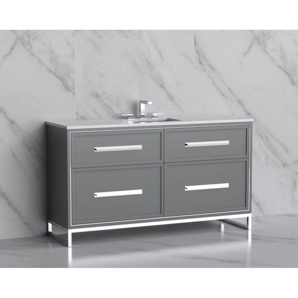 Madeli Profile 60C'' Free standing Vanity Cabinet in Studio Grey/HW: Handle & Feet S