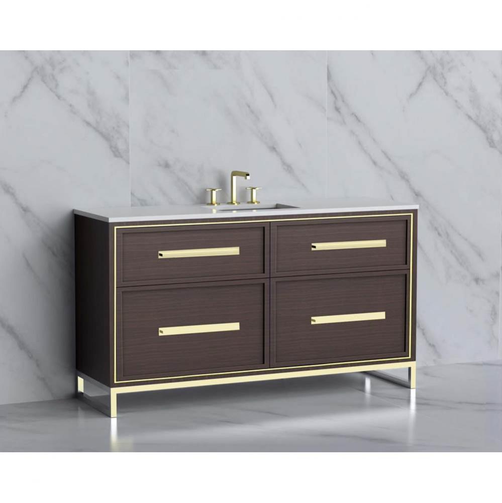 Madeli Profile 60C'' Free standing Vanity Cabinet in Walnut/HW: Handle & Feet Brushe