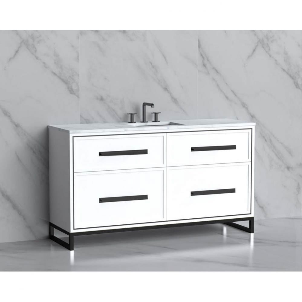 Madeli Profile 60C'' Free standing Vanity Cabinet in White/HW: Handle & Feet Brushed