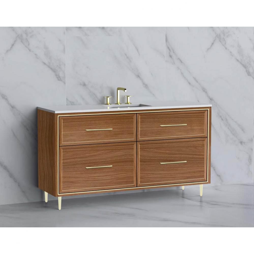 Madeli Profile 60C'' Free standing Vanity Cabinet in Natural Walnut/HW: Handle & Fee