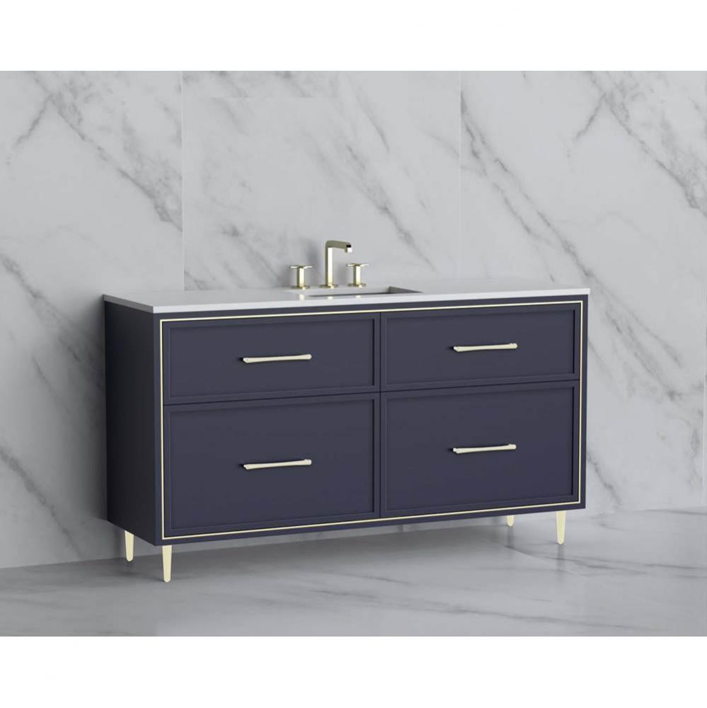 Madeli Profile 60C'' Free standing Vanity Cabinet in Sapphire/HW: Handle & Feet Poli