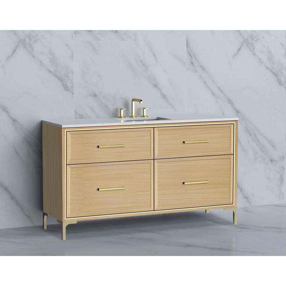 Madeli Profile 60C'' Free standing Vanity Cabinet in Natural Oak/HW: Handle & Feet P