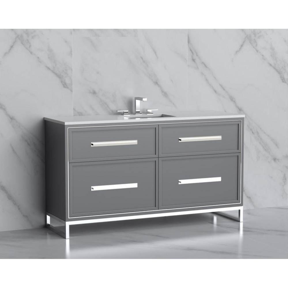 Profile 60C'' Free standing Vanity Cabinet in Studio Grey/HW: Polished Chrome(PC)