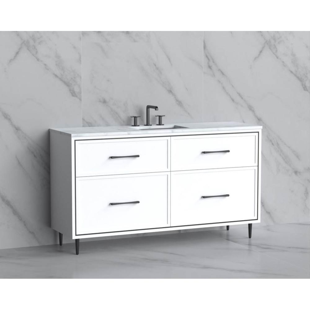 Profile 60C'' Free standing Vanity Cabinet in White/HW: Polished Chrome(PC)