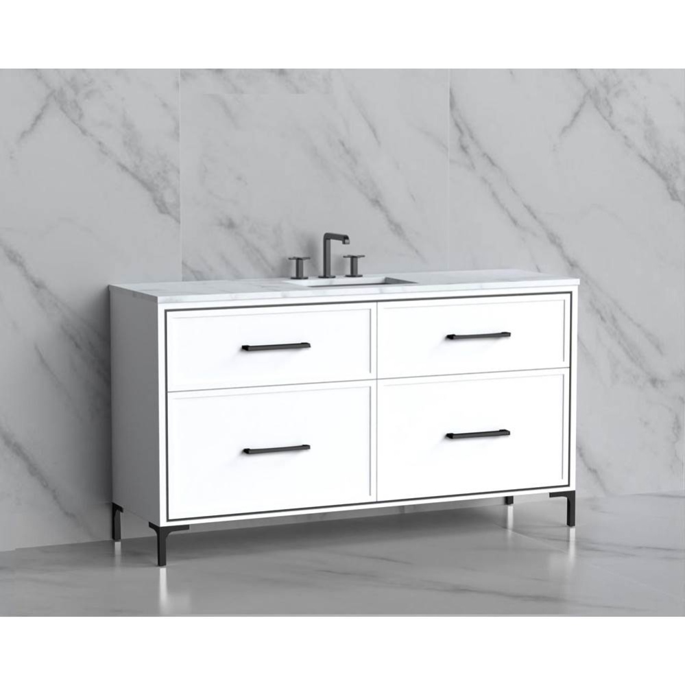 Profile 60C'' Free standing Vanity Cabinet in White/HW: Polished Chrome(PC)