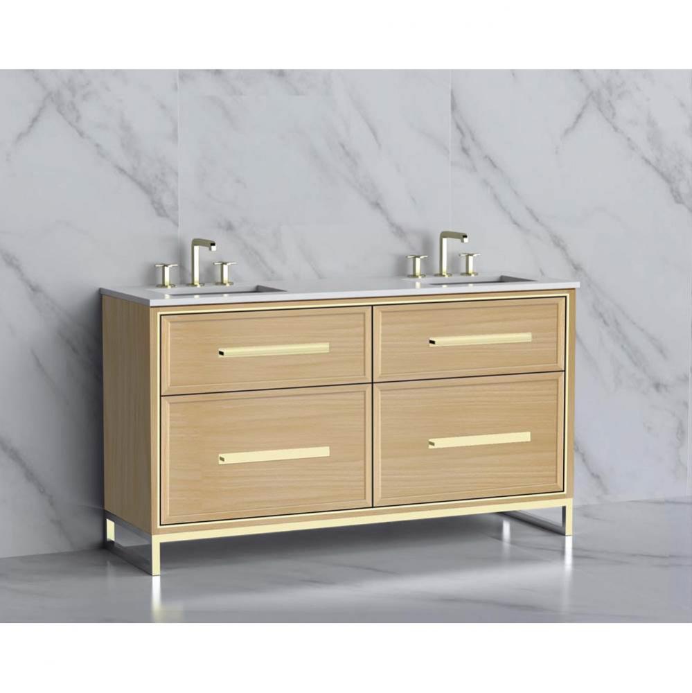 Profile  60D'' Free Standing Vanity Cabinet in Coastal Grey/HW:  Polished Chrome(PC)