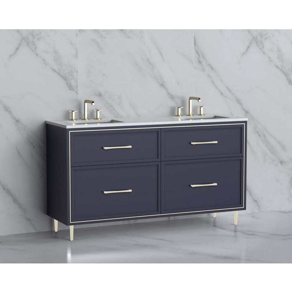 Madeli Profile 60D'' Free standing Vanity Cabinet in Sapphire/HW: Handle & Feet Matt