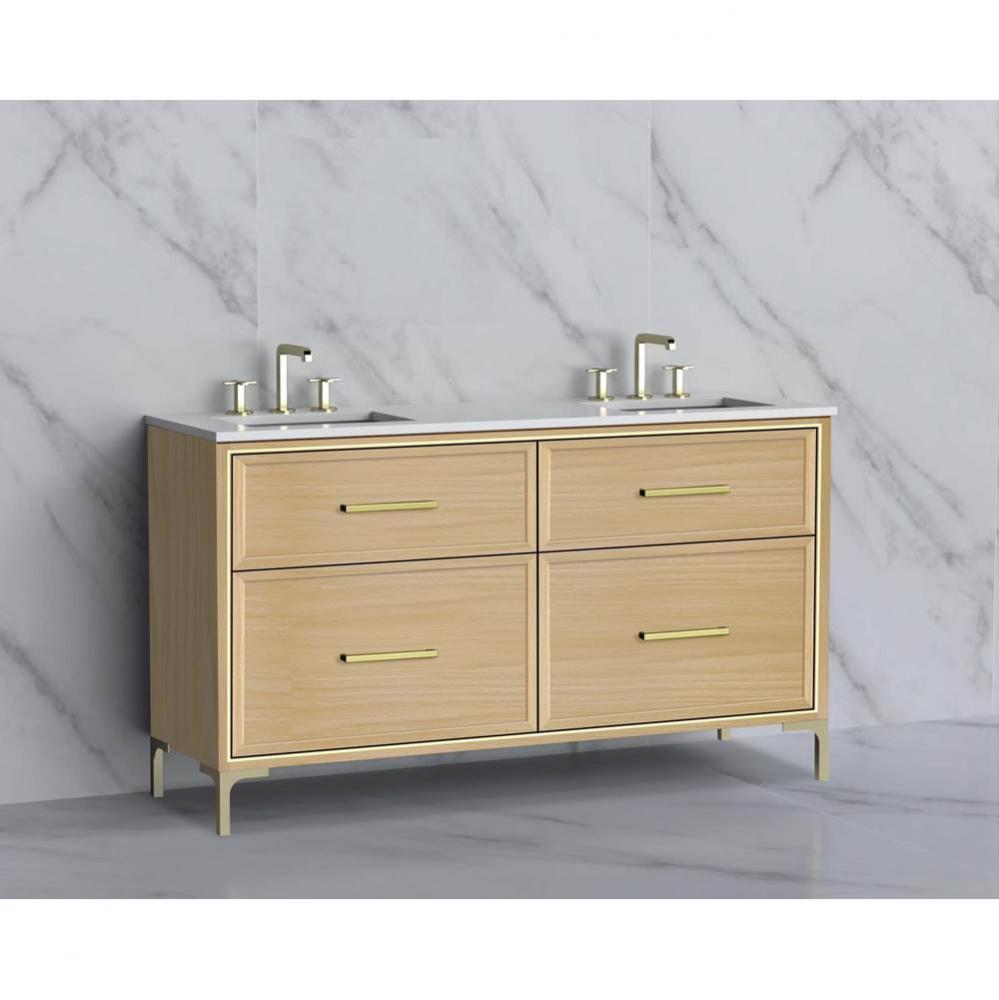 Madeli Profile 60D'' Free standing Vanity Cabinet in Natural Oak/HW: Handle & Feet B