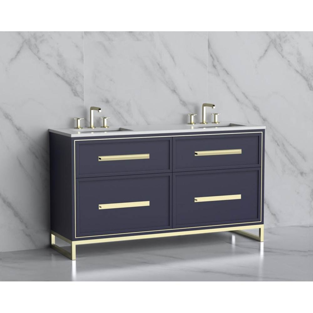 Profile 60D'' Free standing Vanity Cabinet in Sapphire/HW: Polished Chrome(PC)