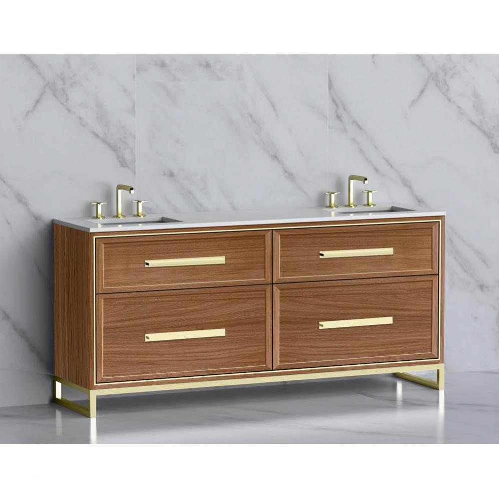 Madeli Profile 72'' Free standing Vanity Cabinet in Natural Walnut/HW: Handle & Feet