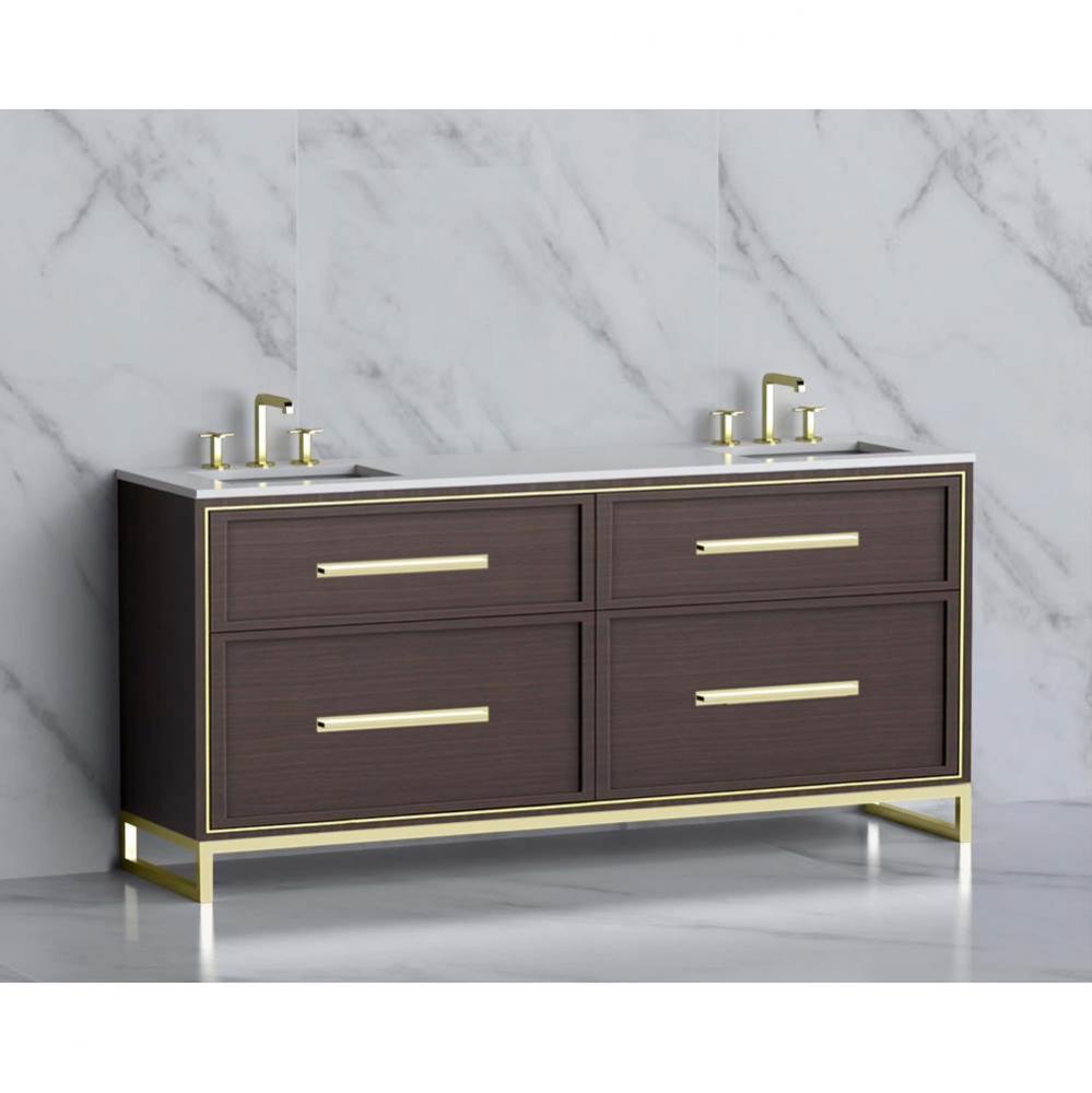 Madeli Profile 72'' Free standing Vanity Cabinet in Walnut/HW: Handle & Feet Polishe