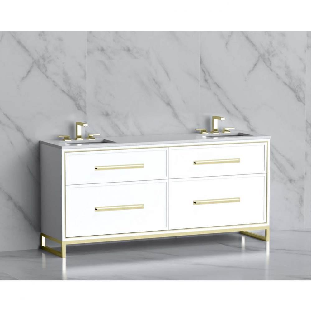 Profile 72'' Free standing Vanity Cabinet in White/HW: Polished Chrome(PC)