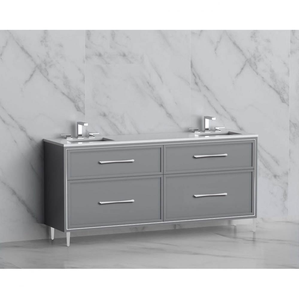 Madeli Profile 72'' Free standing Vanity Cabinet in Studio Grey/HW: Handles/Feet in Poli