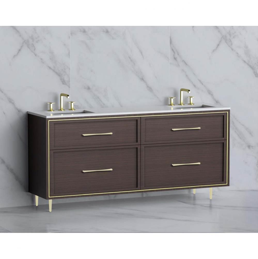 Madeli Profile 72'' Free standing Vanity Cabinet in Walnut/HW: Handle & Feet Polishe
