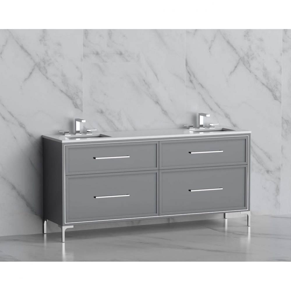 Madeli Profile 72'' Free standing Vanity Cabinet in Studio Grey/HW: Handles/Feet in Matt