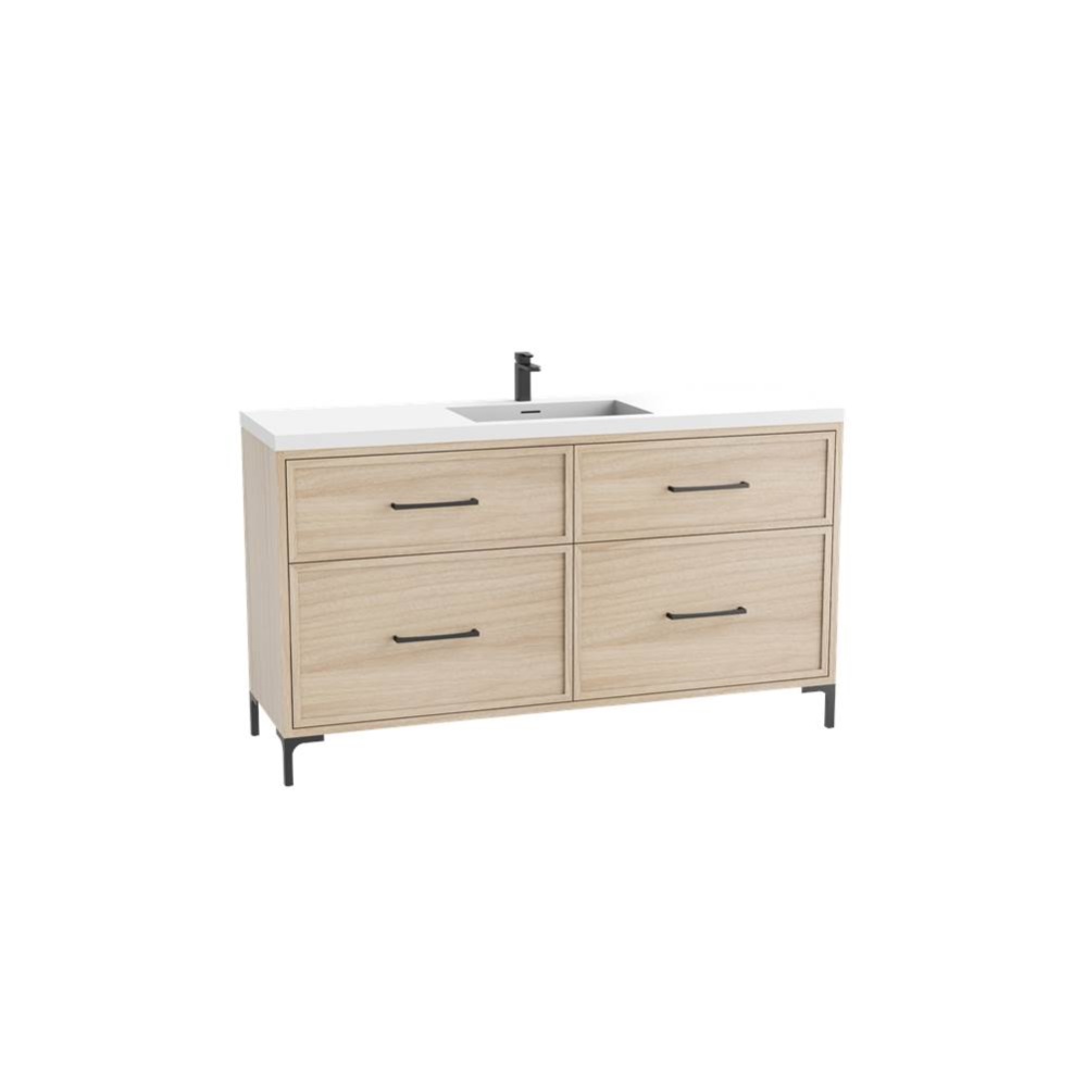 Profile SE 60C'' Free standing Vanity Cabinet in Natural Oak/HW: Polished Chrome(PC)