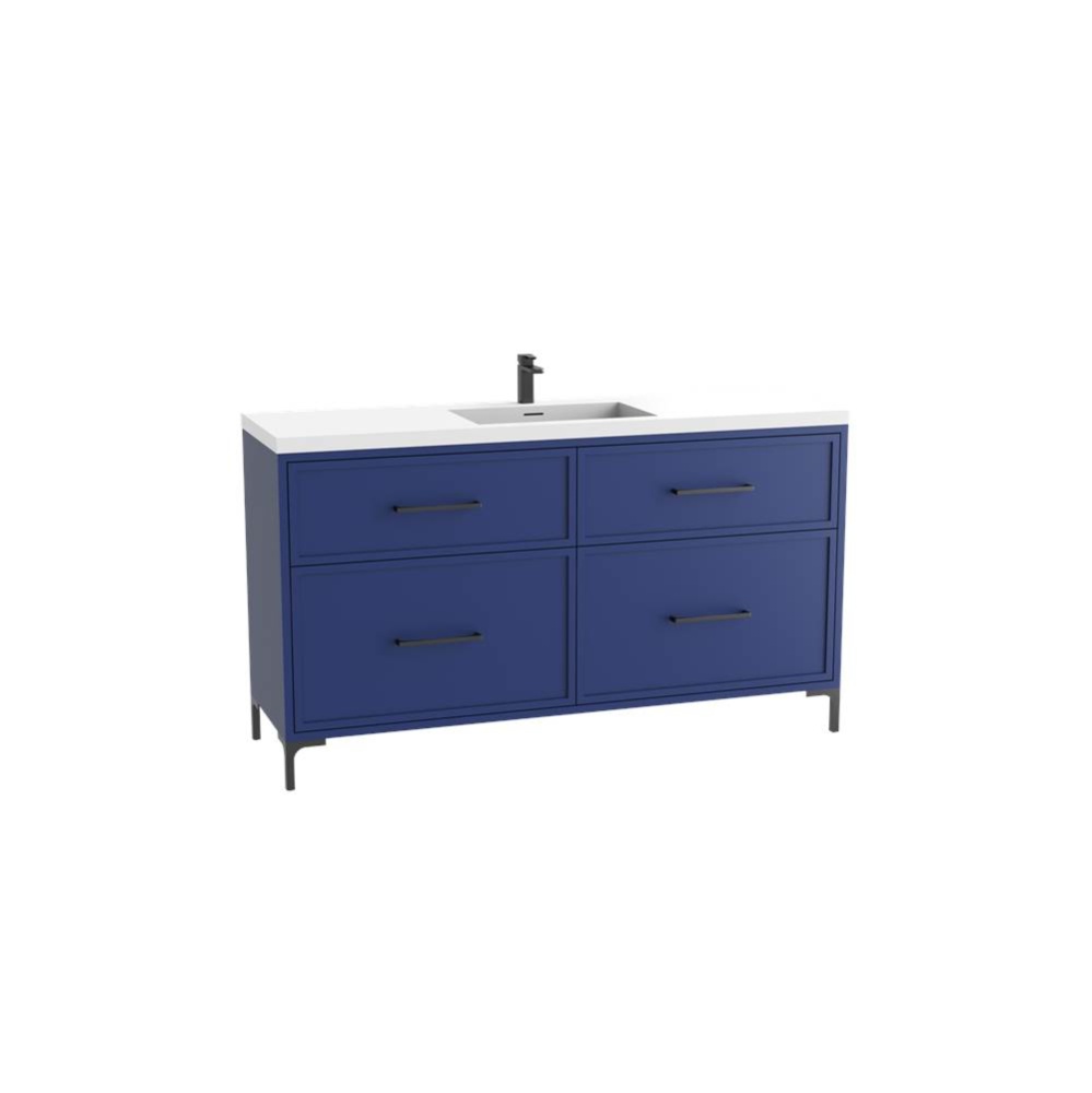 Profile SE 60C'' Free standing Vanity Cabinet in Sapphire/HW: Polished Chrome(PC)