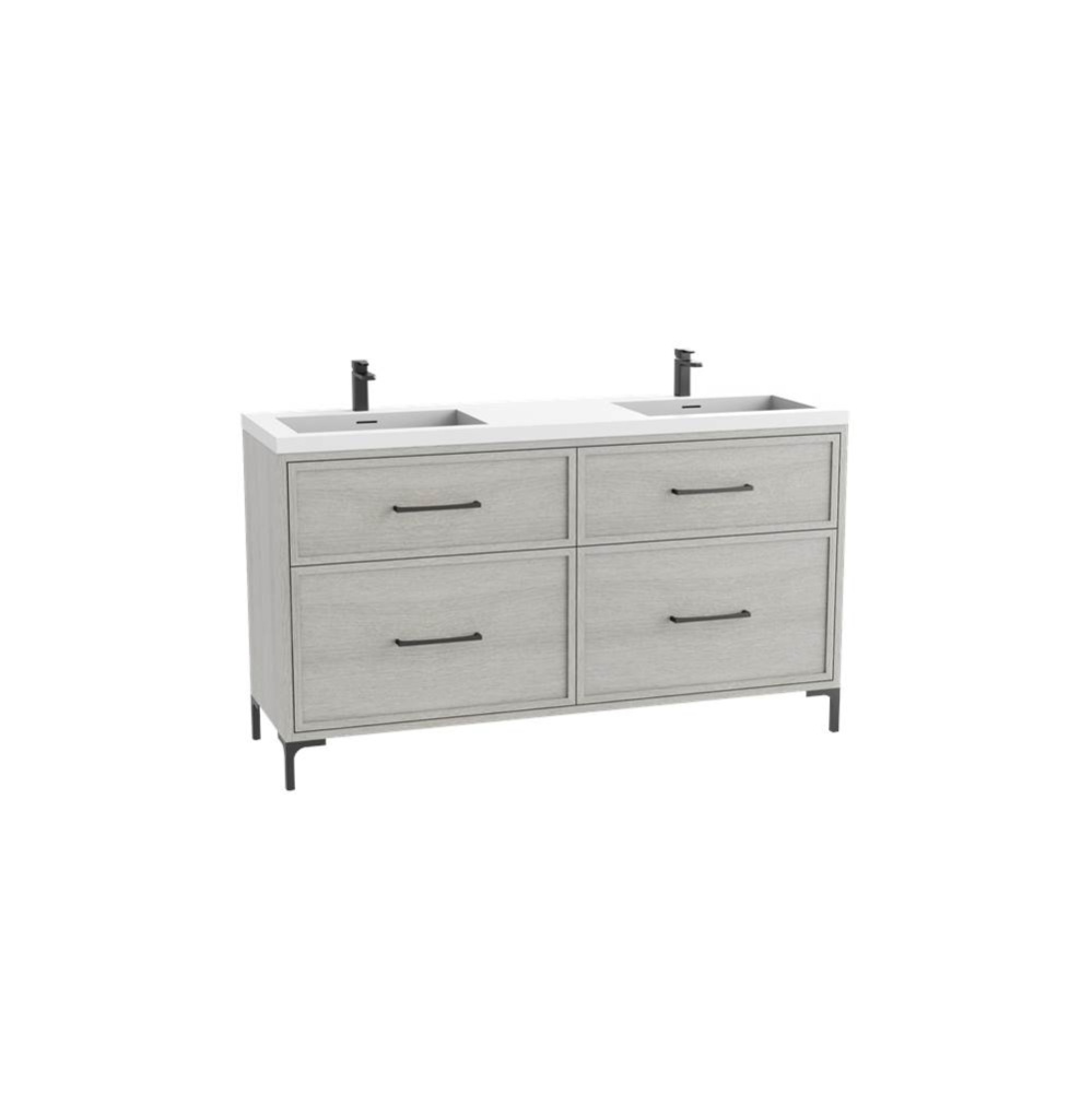 Profile SE 72D'' Free standing Vanity Cabinet in Coastal Grey/HW: Polished Chrome(PC)