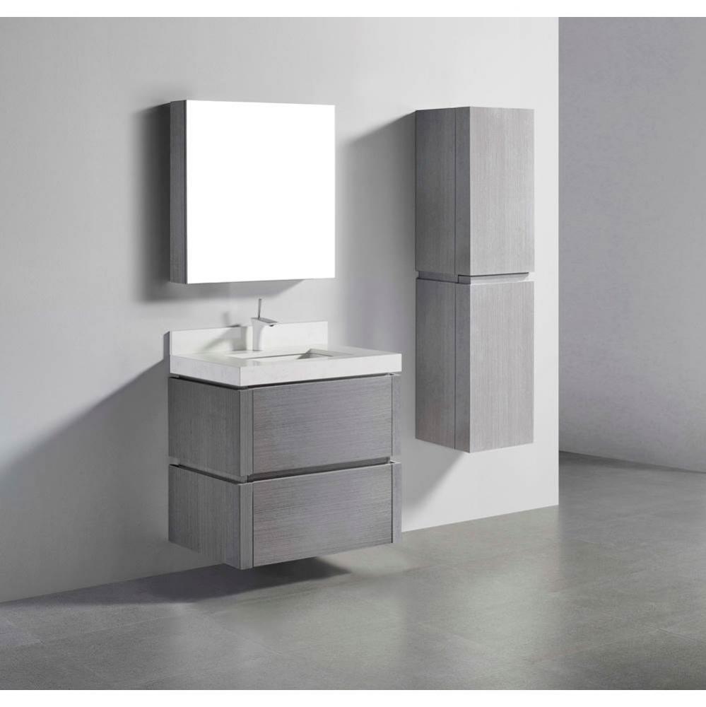 Madeli Cube 30'' Wall hung  Vanity Cabinet in Ash Grey Finish