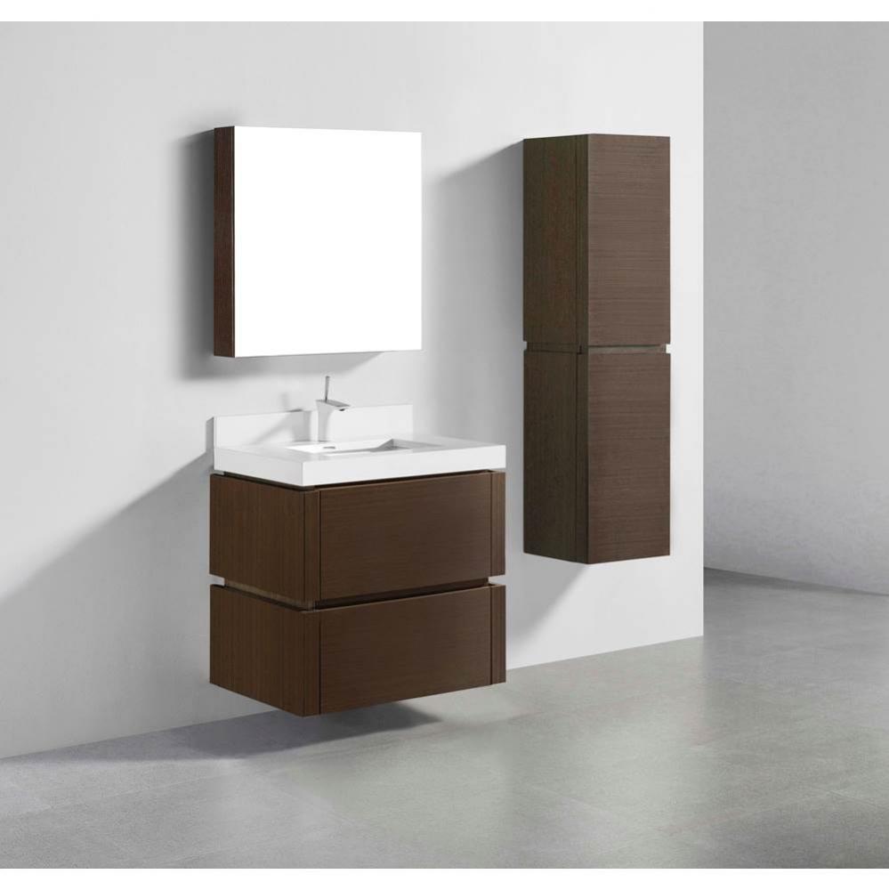 Madeli Cube 30'' Wall hung  Vanity Cabinet in Walnut Finish