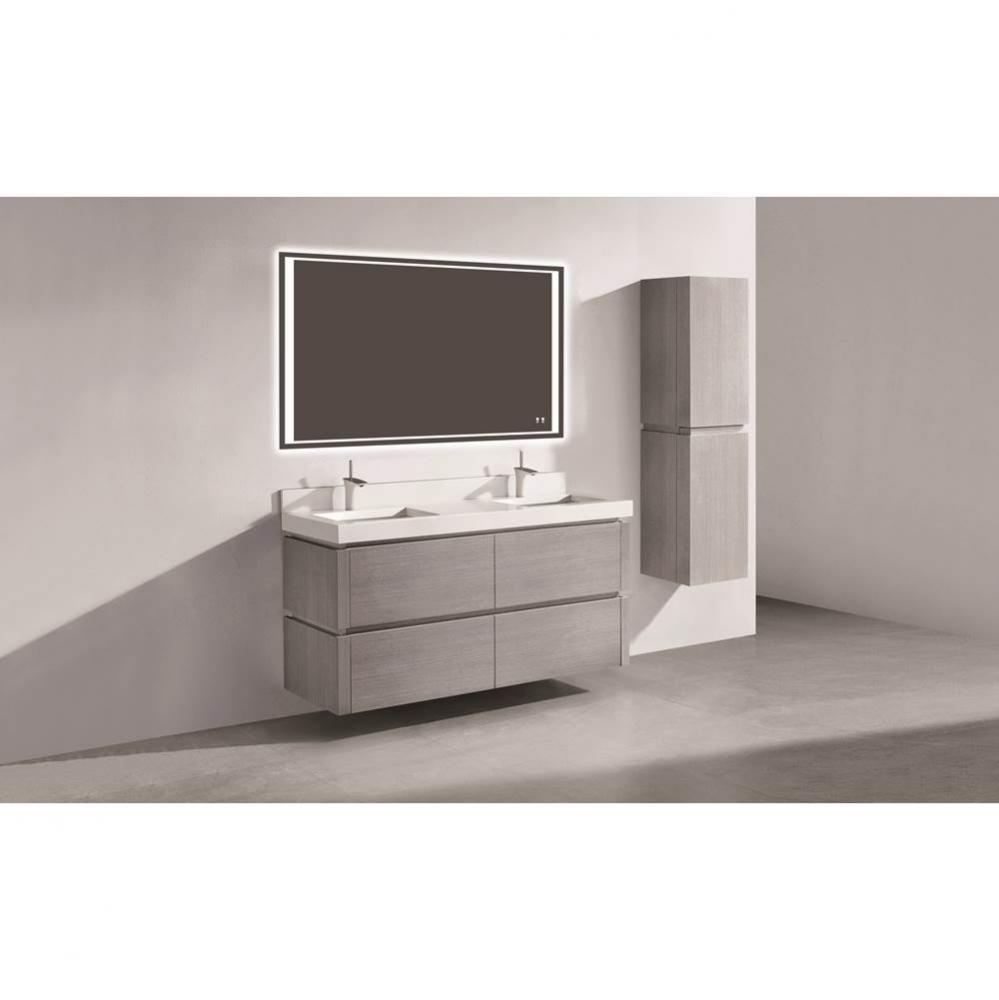 Madeli Cube 60D'' Wall hung  Vanity Cabinet in Ash Grey Finish