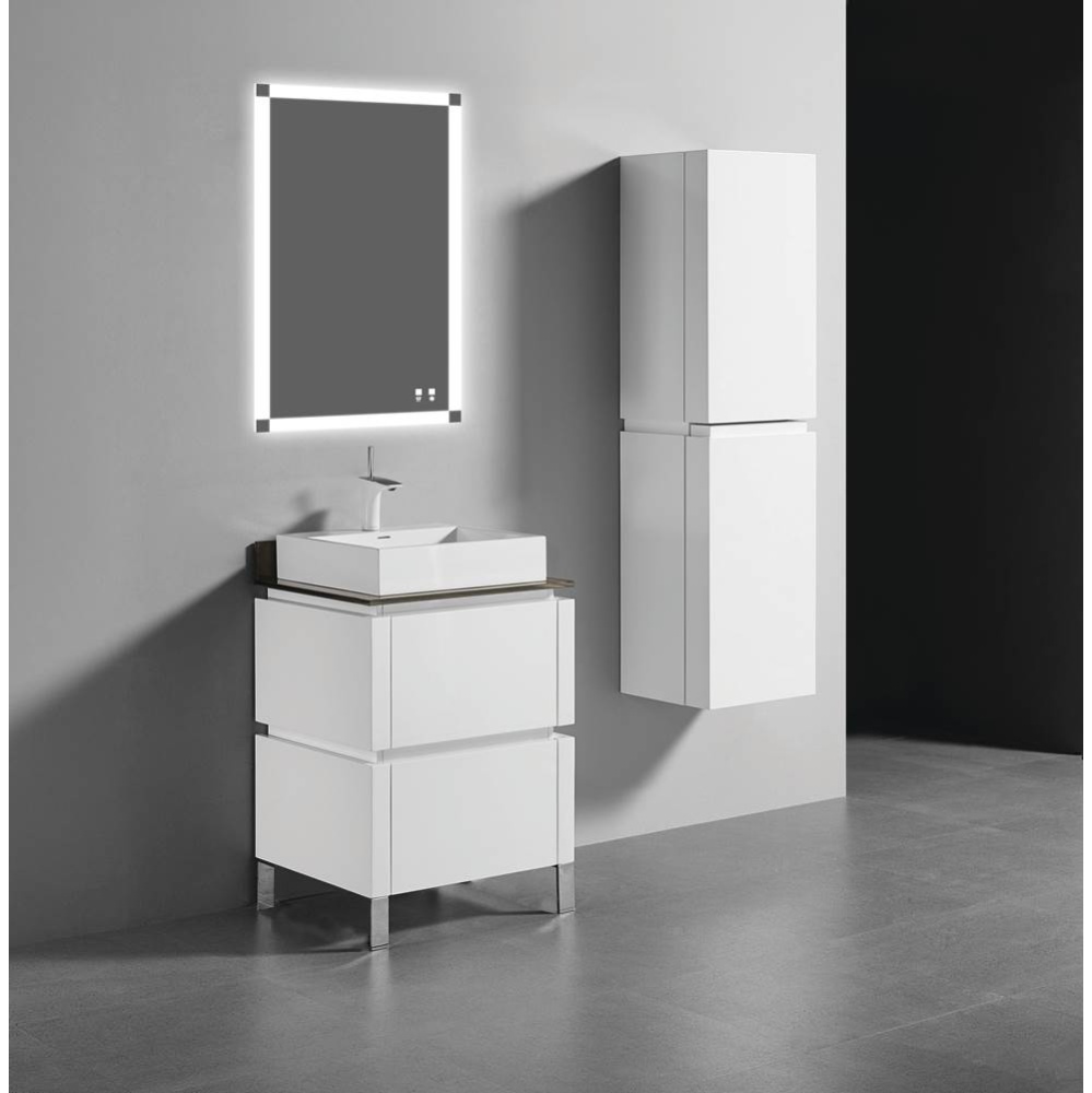 Metro 24'' Free Standing  Vanity Cabinet in  White/HW: Polished Chrome(PC)