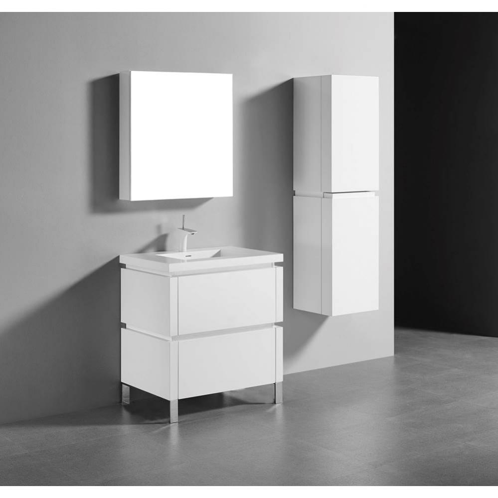 Madeli Metro 30'' Free Standing Vanity in White/HW: Brushed Nickel(BN)