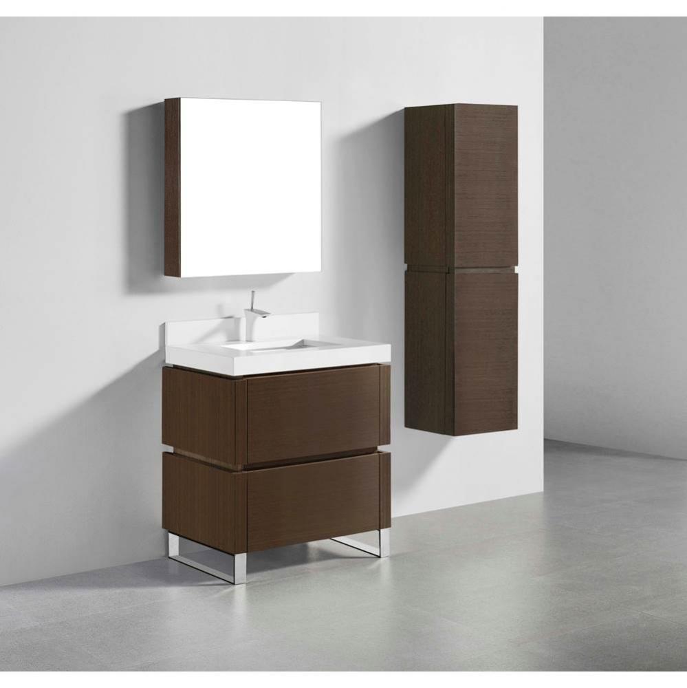 Madeli Metro 30'' Free Standing Vanity in Walnut/HW: Polished Chrome(PC)