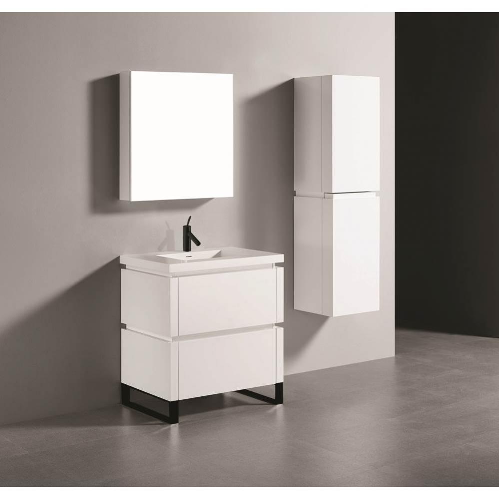 Madeli Metro 30'' Free Standing Vanity in White/HW: Polished Chrome(PC)
