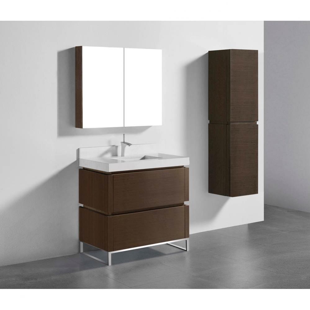 Madeli Metro 36'' Free Standing Vanity in Walnut/HW: Polished Nickel(PN)