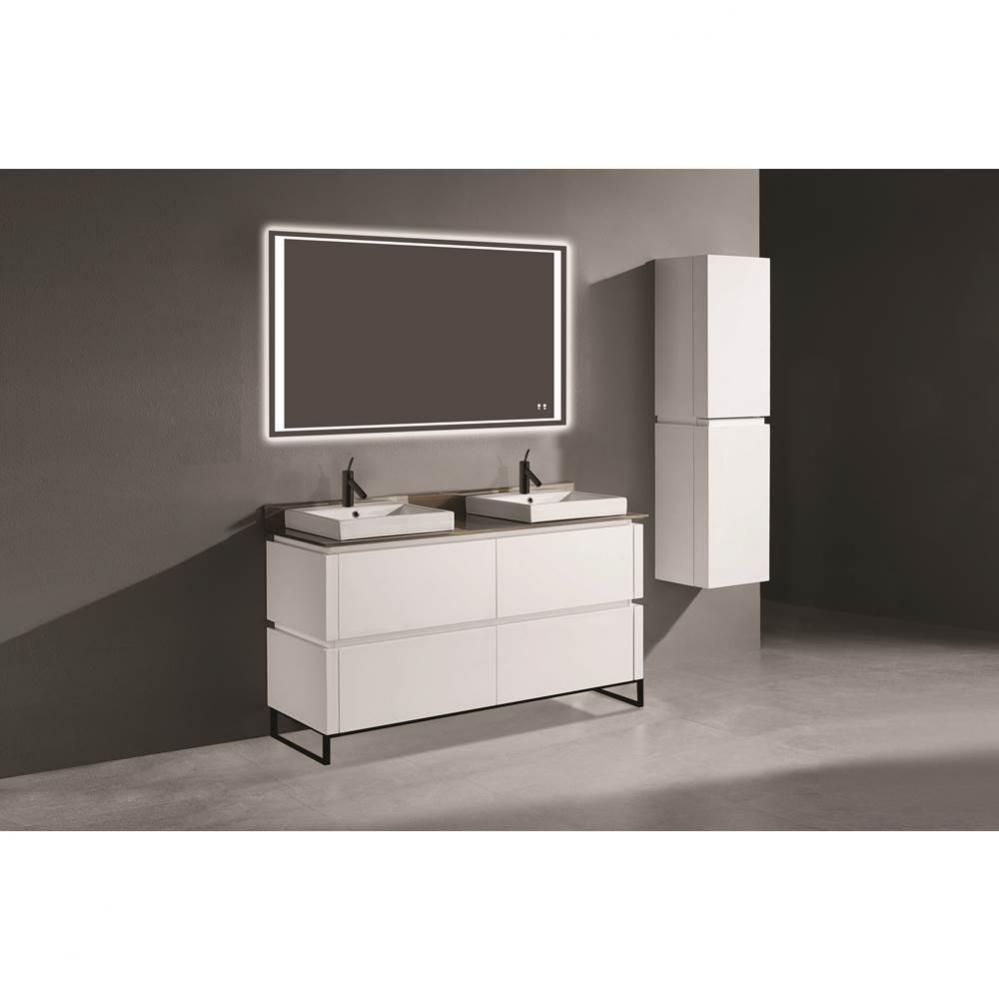 Madeli Metro 60D'' Free Standing Vanity in White/HW: Polished Nickel(PN)