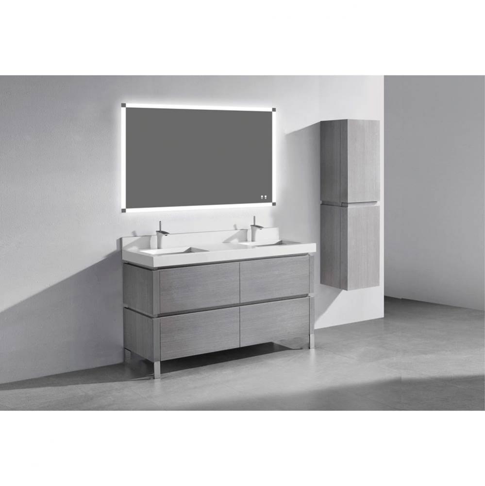 Madeli Metro 60D'' Free Standing Vanity in Ash Grey/HW: Polished Chrome(PC)