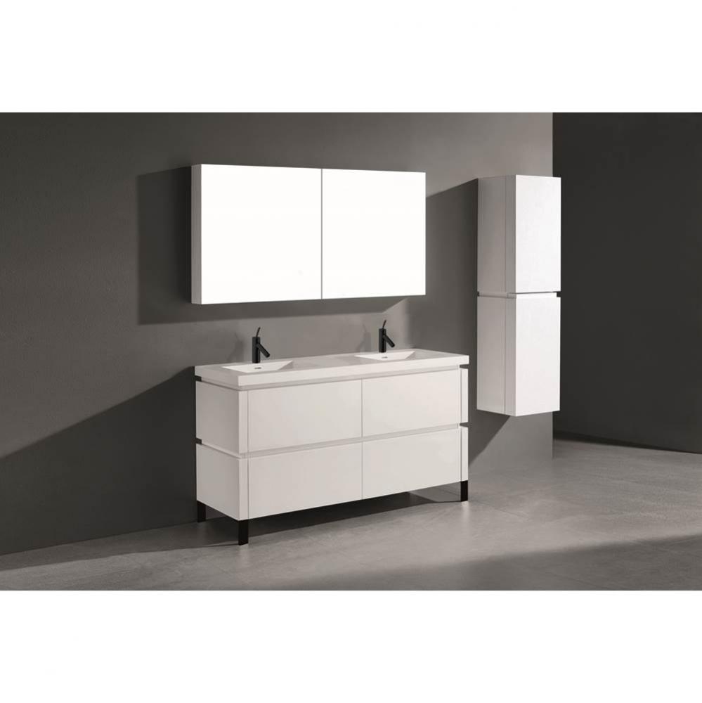 Madeli Metro 60D'' Free Standing Vanity in White/HW: Polished Chrome(PC)