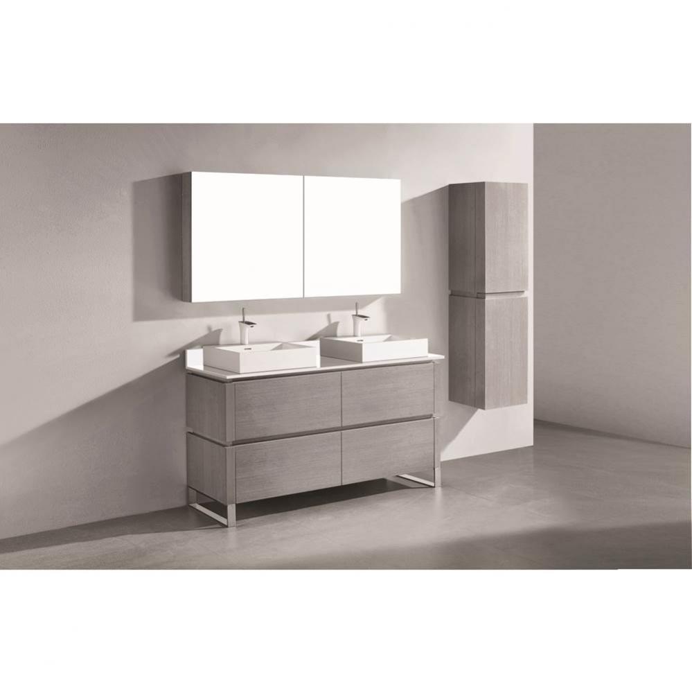 Madeli Metro 60D'' Free Standing Vanity in Ash Grey/HW: Polished Chrome(PC)