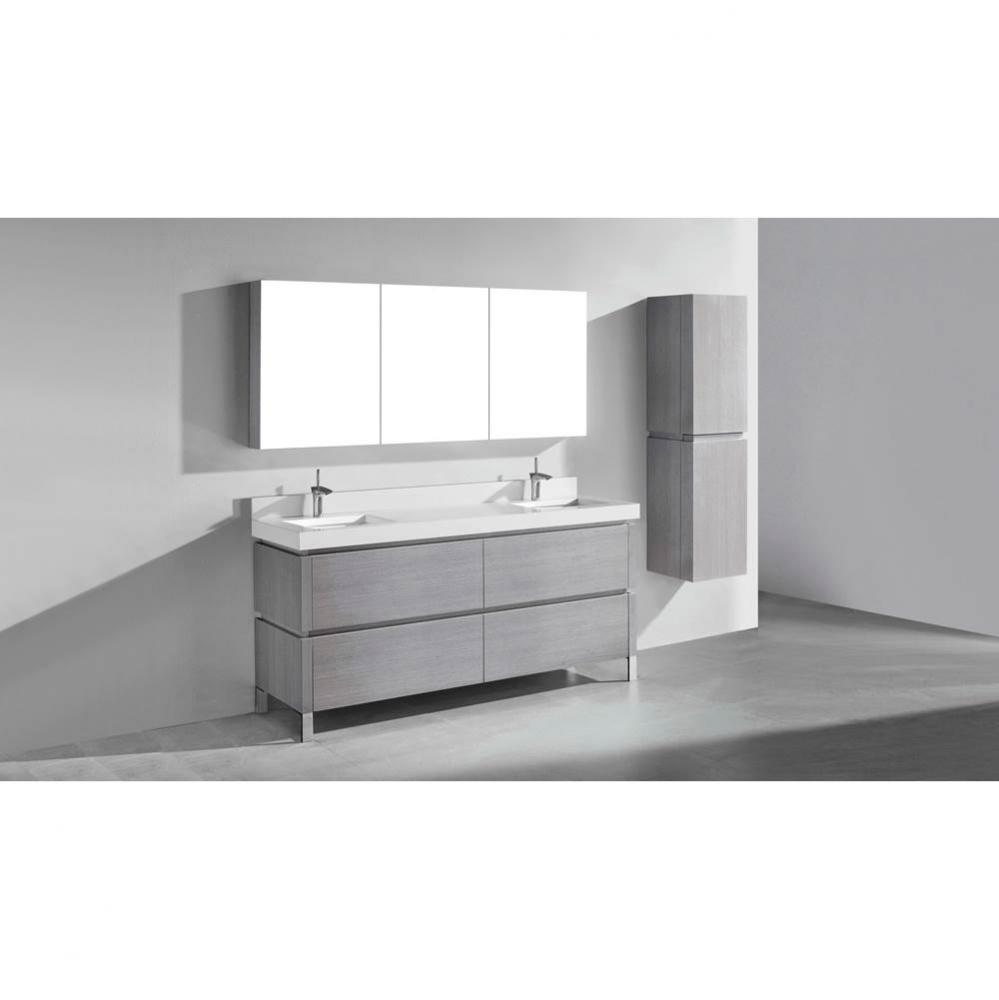 Madeli Metro 72'' Free Standing Vanity in Ash Grey/HW: Polished Chrome(PC)