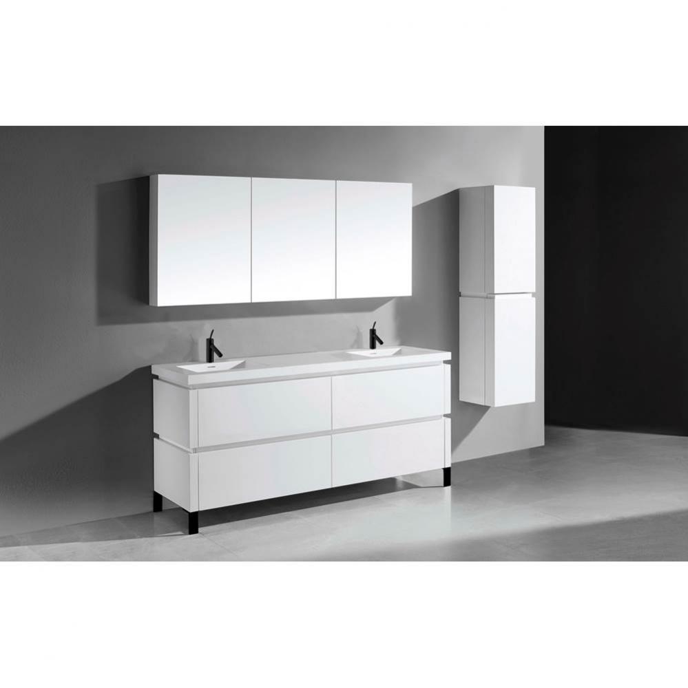 Madeli Metro 72'' Free Standing Vanity in White/HW: Matte Black(MB)