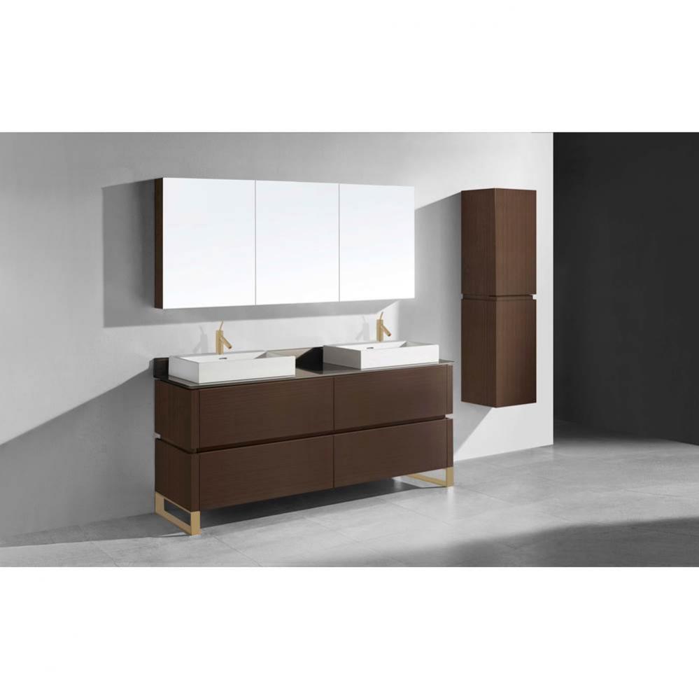 Madeli Metro 72'' Free Standing Vanity in Walnut/HW: Satin Brass(SB)