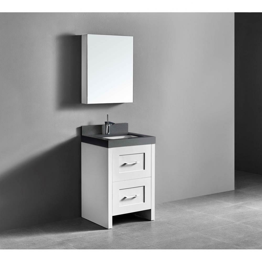 Madeli Retro 24'' Free Standing Vanity White/HW: Matte Black(MB)