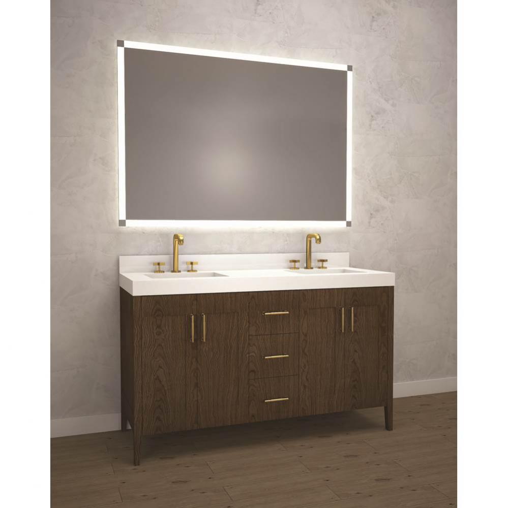 Madeli Encore 60D'' Free Standing Vanity Brandy/HW: Satin Brass(SB)