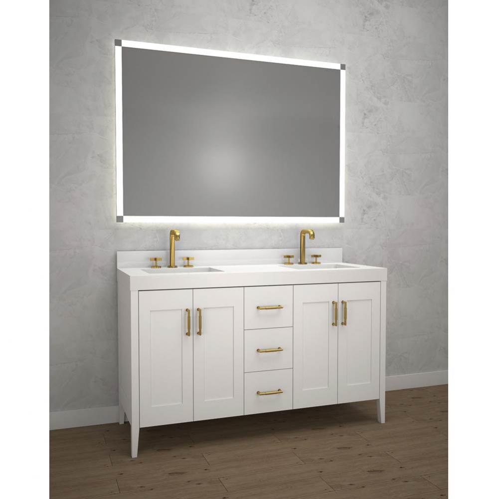 Madeli Encore 60D'' Free Standing Vanity Matte White// No Handles