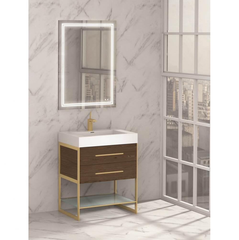 Madeli Silhouette 30'' Free Standing Vanity Brandy/HW: Polished Chrome(PC)